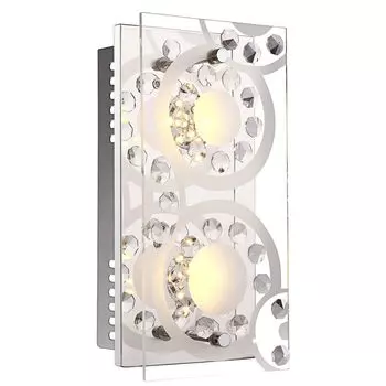 Светодиодный настенный светильник, хром, кристаллы, L 24 см etc-shop, серебро