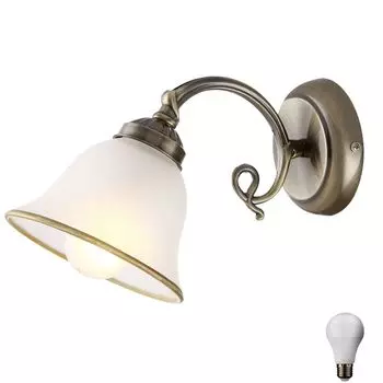 Светодиодный настенный светильник мощностью 7 Вт из старинной латуни и стекла в античном стиле ODIN etc-shop, золото