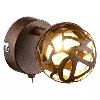 Светодиодный настенный светильник, перфорация, ржавчина, тумблер, H 12 см etc-shop