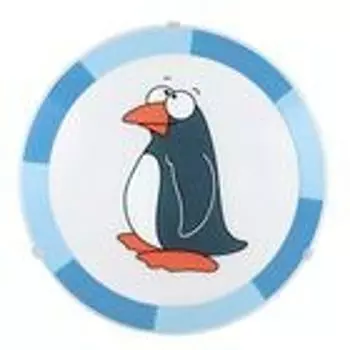 Светодиодный настенный светильник, пингвин, стекло, сталь, сине-белый, D 25 см etc-shop, синий