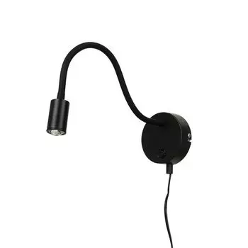 Светодиодный настенный светильник, разъем для подключения кабеля, переключатель, регулируемая черная лампа для чтения, настенный светильник для гостиной, спальни Licht-Erlebnisse, черный