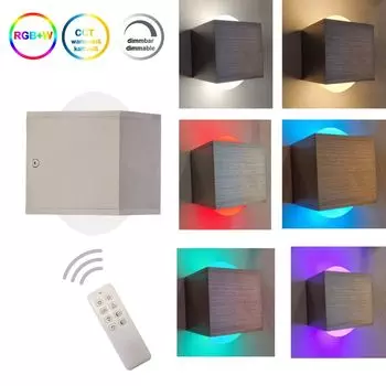 Светодиодный настенный светильник с линзой и дистанционным управлением, цветной, теплый белый, холодный белый, с регулируемой яркостью, вверх вниз, алюминиевый квадрат BRILLIANT