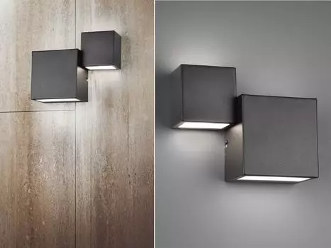 Светодиодный настенный светильник с регулируемой яркостью, комплект из 2 светильников вверх и вниз, матовый черный для лестничной клетки TRIO