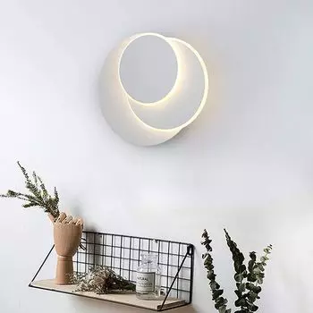 Светодиодный настенный светильник трехслойный, 15 Вт, вращающийся на 350 градусов круглый настенный светильник для внутреннего освещения, акриловый современный теплый белый свет, корпус лампы (белый) GreatDEshop2021