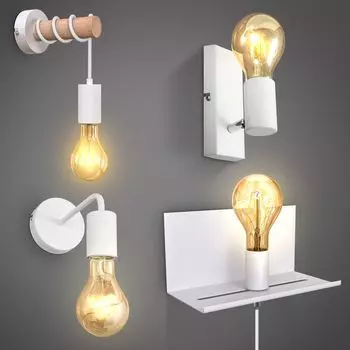 Светодиодный настенный светильник в стиле ретро, индустриальный светильник из металла, дерева, винтажный светильник для прихожей, кровати, белый B.K.Licht