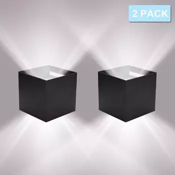 Светодиодный настенный светильник Yakimz, настенный светильник для подвала, регулируемый угол, лестница, уличный светильник IP65, лампа для ванной комнаты, 7 Вт, черный, холодный белый, 2 шт.
