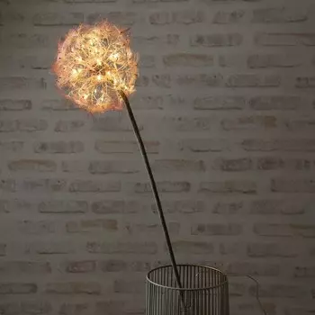 Светодиодный одуванчик - искусственный цветок - 22 светодиода теплого белого цвета - высота: 90 см - на батарейках - таймер - розовый MARELIDA