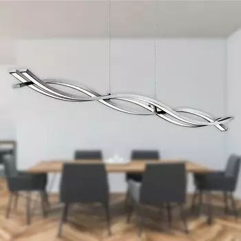 Светодиодный подвесной светильник BRILONER LEUCHTEN URBAN WAVE, 21 Вт, 630 лм, IP20, цвет алюминия, металлопластик, с регулируемой яркостью, 100 x 150 см, серебро