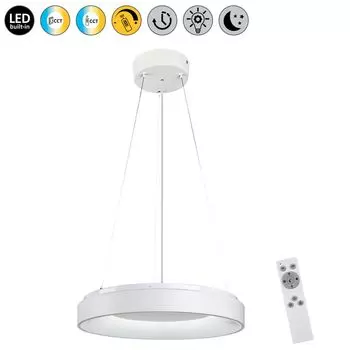 Светодиодный подвесной светильник CEILO металл/пластик белый 38Вт 3000K-6500K Высота:130см 48см с диммированием и дистанционным управлением Rabalux