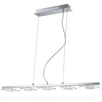 Светодиодный подвесной светильник, хром, сатиновое стекло, L 90 см Globo Lighting, серебро