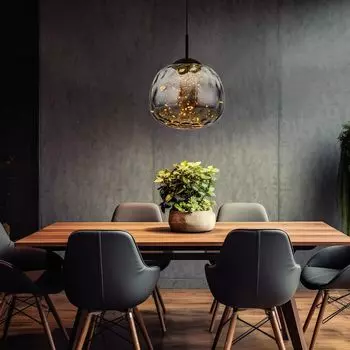 Светодиодный подвесной светильник, металл, черный, дымчатое стекло, D 30 см Globo Lighting