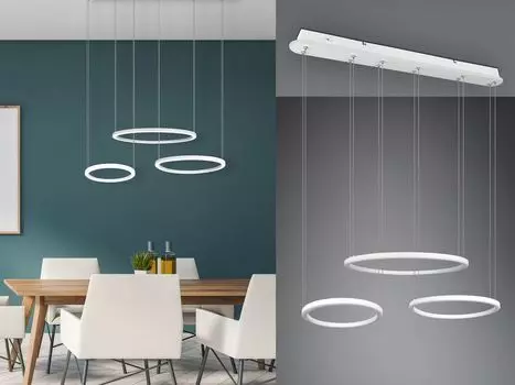 Светодиодный подвесной светильник MORRISON с тремя кольцами с подсветкой, белый TRIO