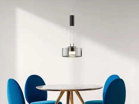 Светодиодный подвесной светильник, одна лампочка, с регулировкой яркости и высоты - абажур из дымчатого стекла Fischer & Honsel Leuchten