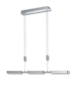 Светодиодный подвесной светильник, регулируемый по высоте, никелированный, матовый, с регулируемой яркостью, теплый белый, 2700 лм, 90 см. B-Leuchten