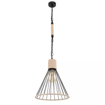 Светодиодный подвесной светильник RGB, клетка, пеньковая веревка, черный, H 140 см Globo Lighting