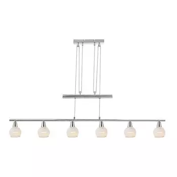 Светодиодный подвесной светильник, стекло, регулируется по высоте, 6 лампочек, В 160 см. etc-shop, серебро