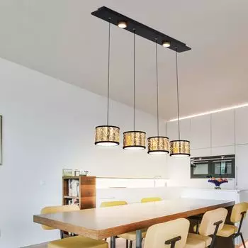 Светодиодный подвесной светильник, стекло, золото, черный, кристаллы, L 75 см etc-shop