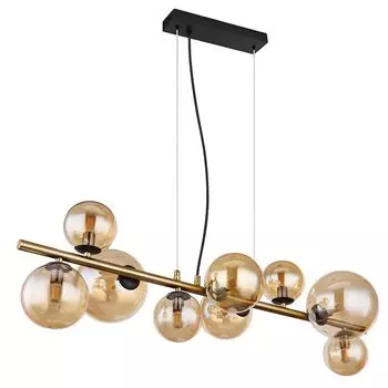 Светодиодный подвесной светильник, стеклянный шар, 9 лампочек, янтарный, золотой etc-shop