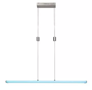 Светодиодный подвесной светильник TEMPERIUS металл сатинированный хром пластик белый 24Вт 3000K Д: 100см Ш: 3см В: 150см с возможностью регулировки яркости с помощью пульта дистанционного управления. и/или через приложение для телефона Rabalux