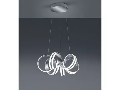 Светодиодный подвесной светильник Trio Carrera из матового алюминия, 38 Вт, 4400 лм, серебро