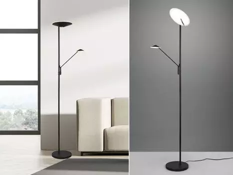 Светодиодный потолочный прожектор с лампой для чтения матового черного цвета, поворотный и регулируемый за диваном TRIO, черный