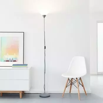 Светодиодный потолочный прожектор с теплым белым светом – торшер в простом стиле Lightbox, серебро