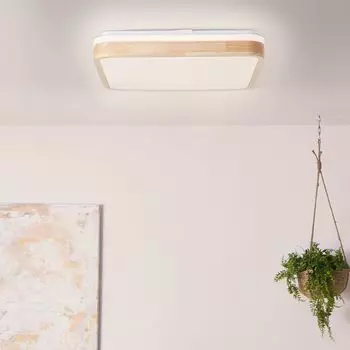 Светодиодный потолочный светильник, 40 х 40 см, 2400 лм, 3000 К, светлое дерево/белый Lightbox, светло-коричневый