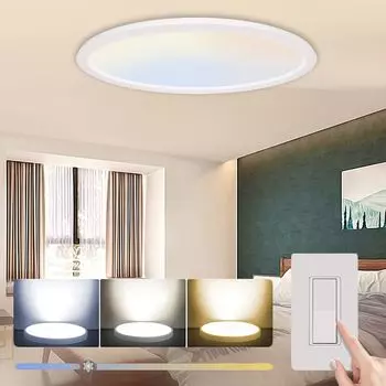 Светодиодный потолочный светильник 48 Вт, 50 см, белый, с регулируемой яркостью, 3 цветовые температуры, потолочные светильники для кухни, гостиной, балкона, прихожей, ванной комнаты, спальни Rosikey