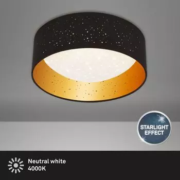 Светодиодный потолочный светильник BRILONER LEUCHTEN MAILA, 12 Вт, 1200 лм, IP20, черно-золотой, металлопластик, 32 см