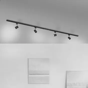 Светодиодный потолочный светильник - черный - металл - 4 лампочки - Ш 200 см LeuchtenDirekt