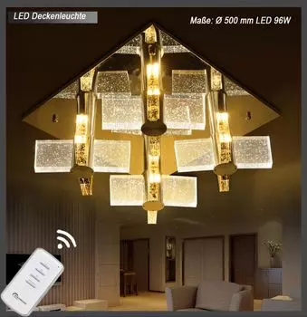 Светодиодный потолочный светильник Crystal 1681 50x50 см с пультом, цвет света можно переключать отдельно A+ Eurotondisplay