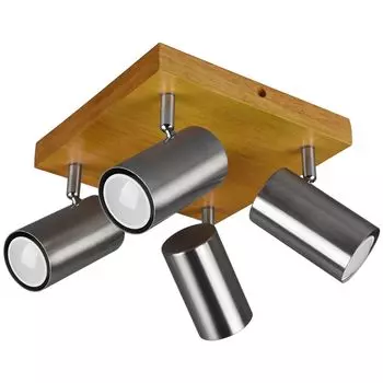 Светодиодный потолочный светильник, дерево, регулируемый точечный светильник, L 22 см etc-shop, серебро