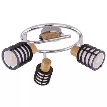 Светодиодный потолочный светильник, дерево, стекло, регулируемый, 25 см etc-shop, серебро