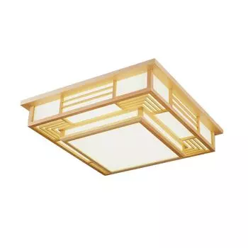 Светодиодный потолочный светильник, деревянный японский потолочный светильник, 3-цветная люстра, 45*45*13 см GreatDEshop2021, коричневый