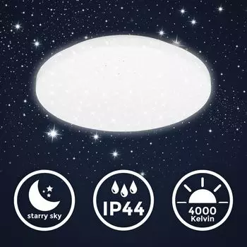Светодиодный потолочный светильник для ванной комнаты круглый 27 см IP44 белый звездное небо современный нейтральный белый B.K.Licht