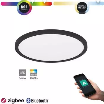 Светодиодный потолочный светильник Eglo Connect Rovito-Z черный 29,5 см с регулировкой яркости, ww-kw, белый