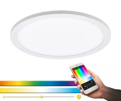 Светодиодный потолочный светильник EGLO Connect SARSINA-C Panel, потолочный светильник для умного дома, 30 см, вкл. пульт дистанционного управления, регулировка яркости, белые тона и цвета., белый