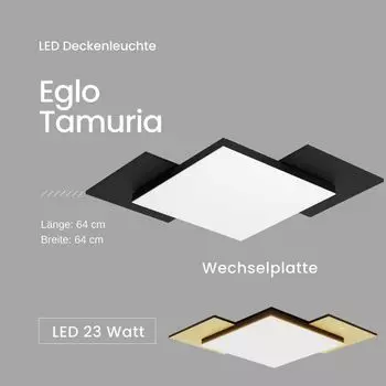 Светодиодный потолочный светильник Eglo Tamuria бело-черный 43,5 x 43,5 см теплый белый