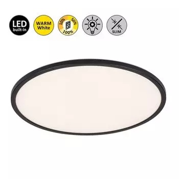 Светодиодный потолочный светильник EZIO 18Вт пластик матовый черный, матовый белый 3000K Высота: 2,5см 29см с регулировкой яркости, 3 уровня регулировки яркости Rabalux