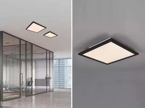 Светодиодный потолочный светильник GAMMA черная панель с ночником квадрат 45х45см Reality Leuchten