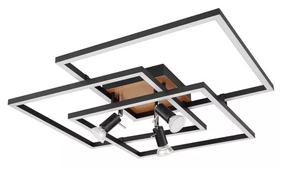 Светодиодный потолочный светильник Globo, 63,5x63,5x14 см, опал/черный