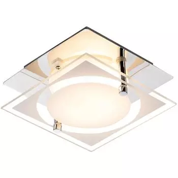 Светодиодный потолочный светильник, хром, сатиновое стекло, квадратный, L 12 см etc-shop, серебро