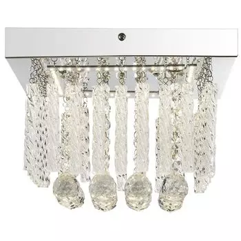 Светодиодный потолочный светильник, хром, стеклянные стержни, кристаллы, квадрат etc-shop, серебро