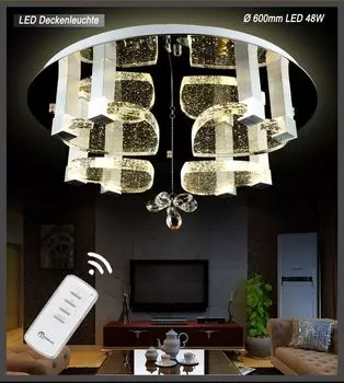 Светодиодный потолочный светильник хрустальные сердечки с воздушными пузырьками 166660см Светодиод 48Вт с дистанционным управлением 3 цвета света (теплый белый, нейтральный белый, холодный белый) можно переключать отдельно A+ Eurotondisplay