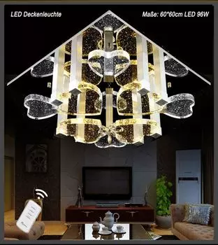 Светодиодный потолочный светильник хрустальные сердечки с пузырьками воздуха 1666В60*60см Светодиод 96Вт с пультом ДУ 2 цвета света переключаются отдельно A+ Eurotondisplay
