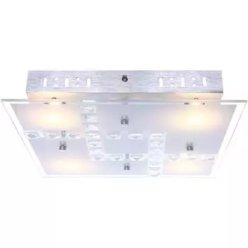 Светодиодный потолочный светильник, хрусталь, стекло, алюминий, L 32 см Globo Lighting, серебро