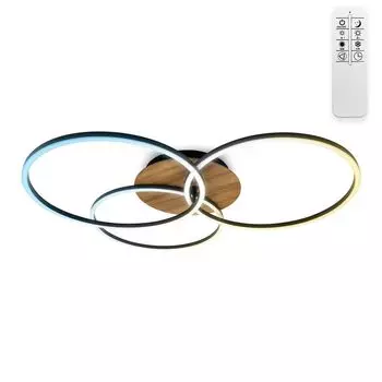 Светодиодный потолочный светильник из дерева CCT с регулируемой яркостью, потолочный светильник с дистанционным управлением, ночник, вращающийся B.K.Licht