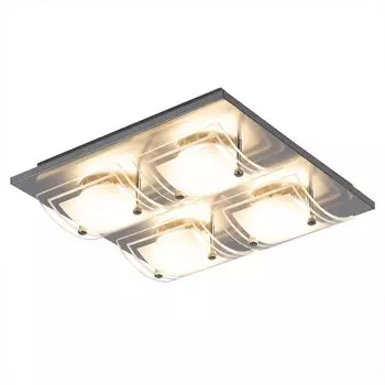Светодиодный потолочный светильник из металла и стекла с 4 точечными светильниками CAPO etc-shop, серебро