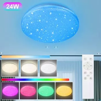 Светодиодный потолочный светильник Jopassy 24 Вт с эффектом плоского звездного неба, освещением спальни, дистанционным управлением и изменением цвета RGB