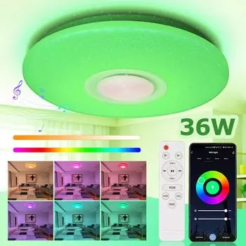 Светодиодный потолочный светильник Jopassy 36 Вт с антибликовым эффектом звездного неба, дистанционным управлением и функцией воспроизведения музыки через Bluetooth